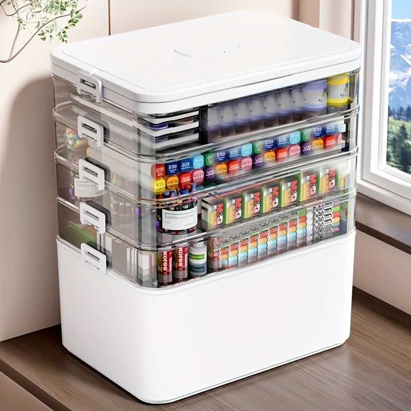 Home Office Organization - Multifunctional Multi-Layer Storage Box with Handle,