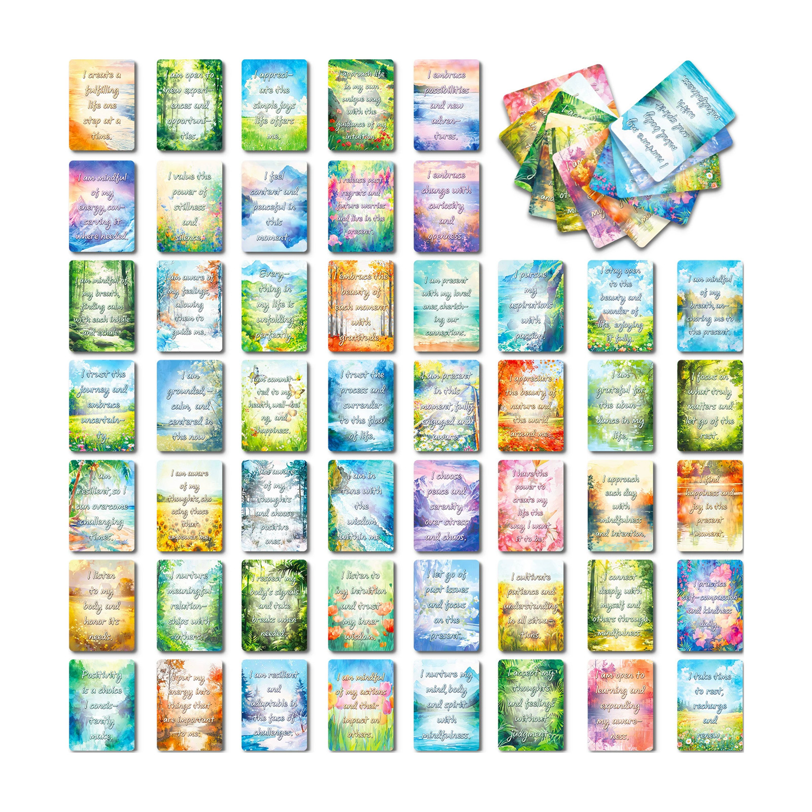Home Office Gifts - 50Pcs Beautiful Watercolor Scenery Inspirational Postcards