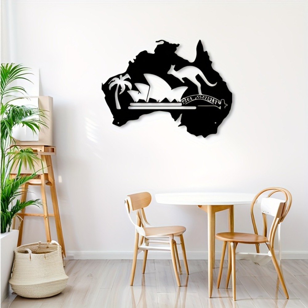 Home Office Australia - Australia Continent Kangaroo Metal Wall Art