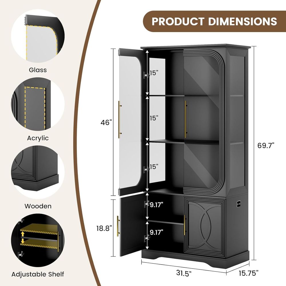 69 Tall Glass Display Cabinet  - Home Office For avis et prix