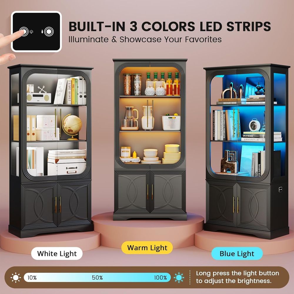 69 Tall Glass Display Cabinet  - Home Office For avis et prix