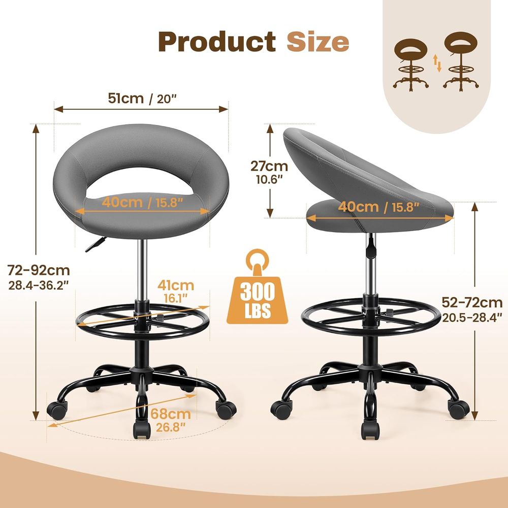 Gray 2-Pack Ergonomic PU Leath - Home Office For avis et prix