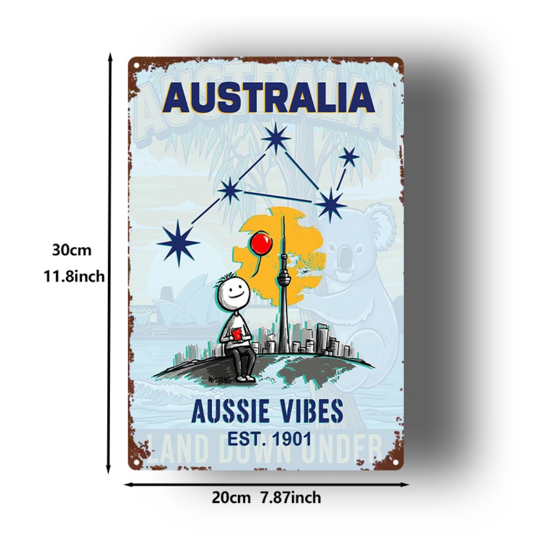 Metal Sign 2D Flat 1pc Austral - Home Office Australia avis et prix
