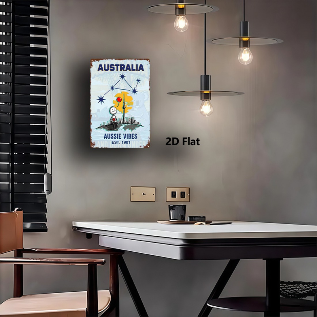 Metal Sign 2D Flat 1pc Austral - Home Office Australia avis et prix