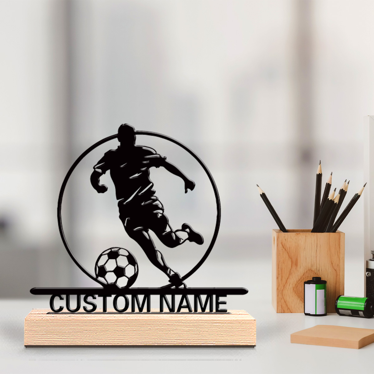 Custom Soccer Player Metal Sta - Home Office Gifts avis et prix