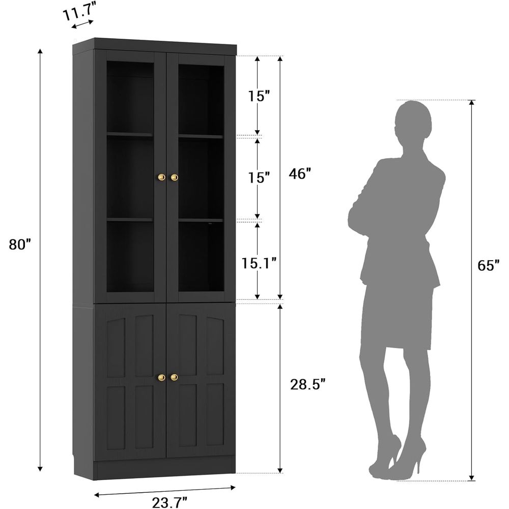80 Tall Glass Door Bookcase wi - Home Office For avis et prix