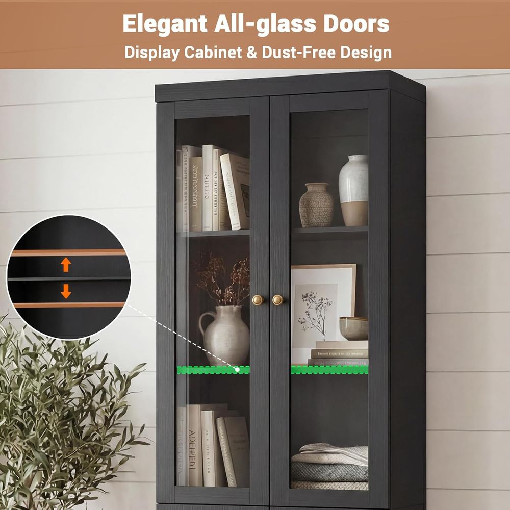 80 Tall Glass Door Bookcase wi - Home Office For avis et prix