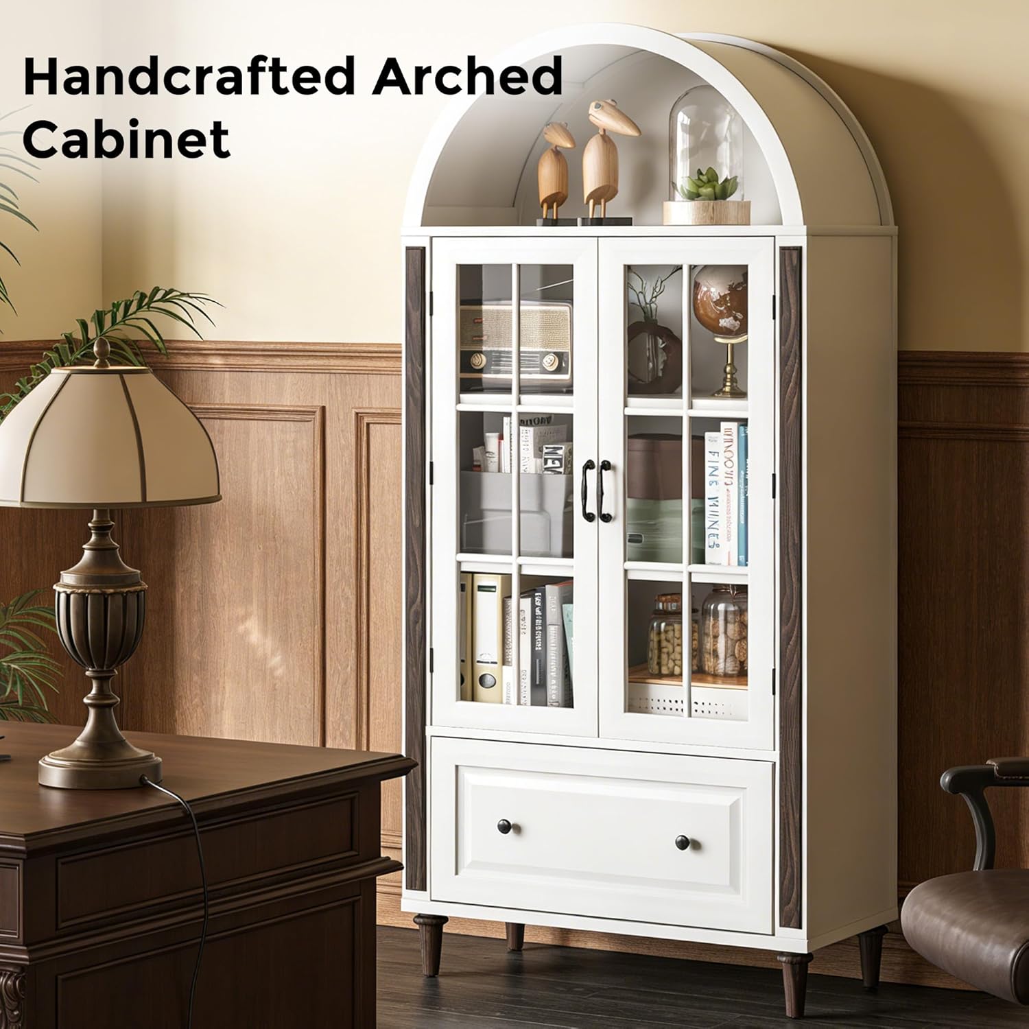 71” Handcrafted Arched Bookcas - Home Office For avis et prix