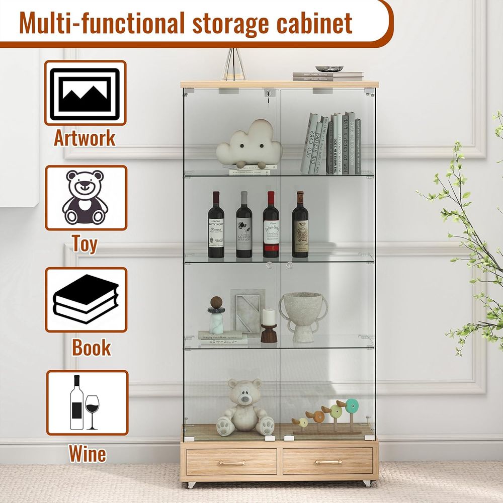 4-Tier Glass Cabinet with LED  - Home Office For avis et prix
