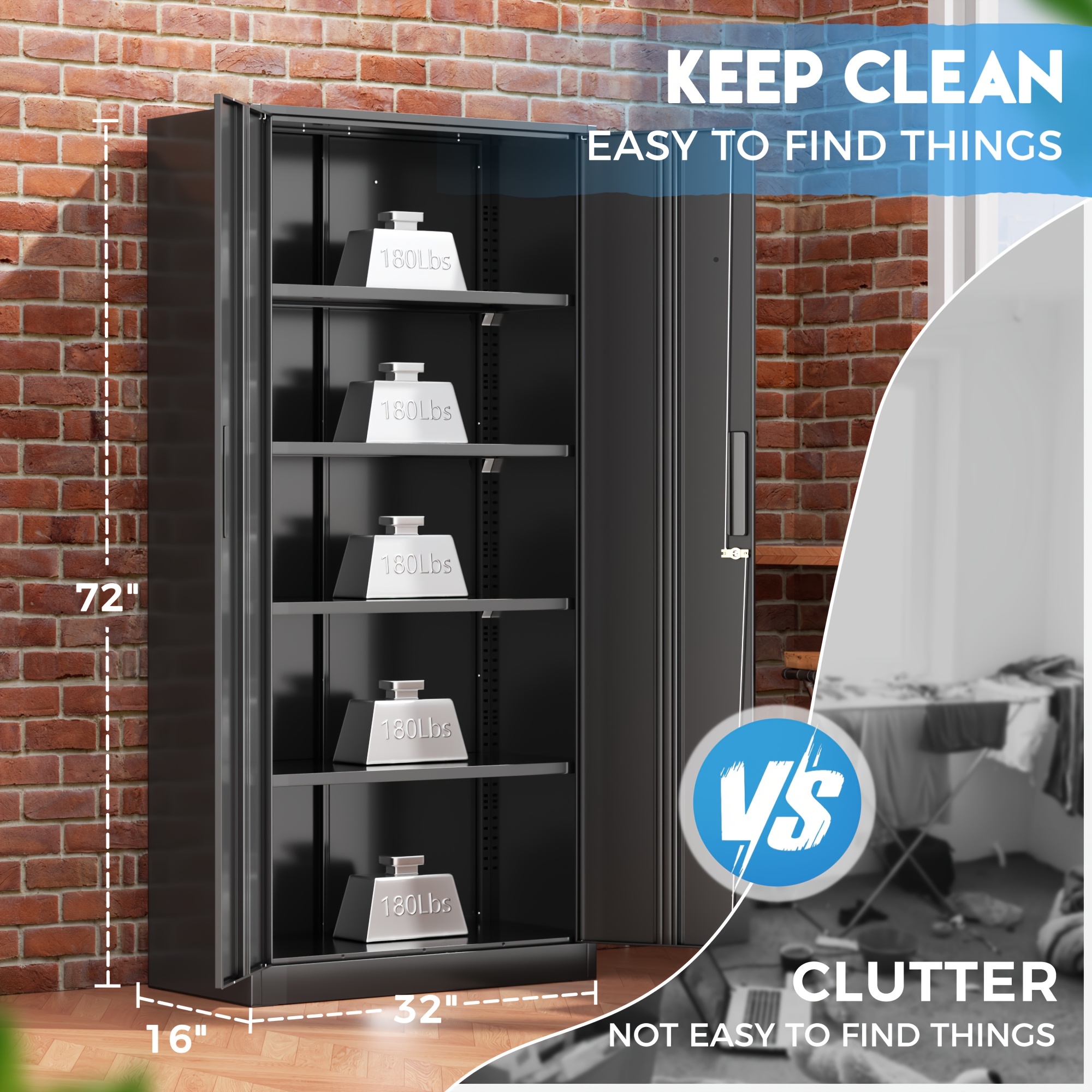 Metal Storage Cabinet, 71''/ 3 - Home Office Organization avis et prix