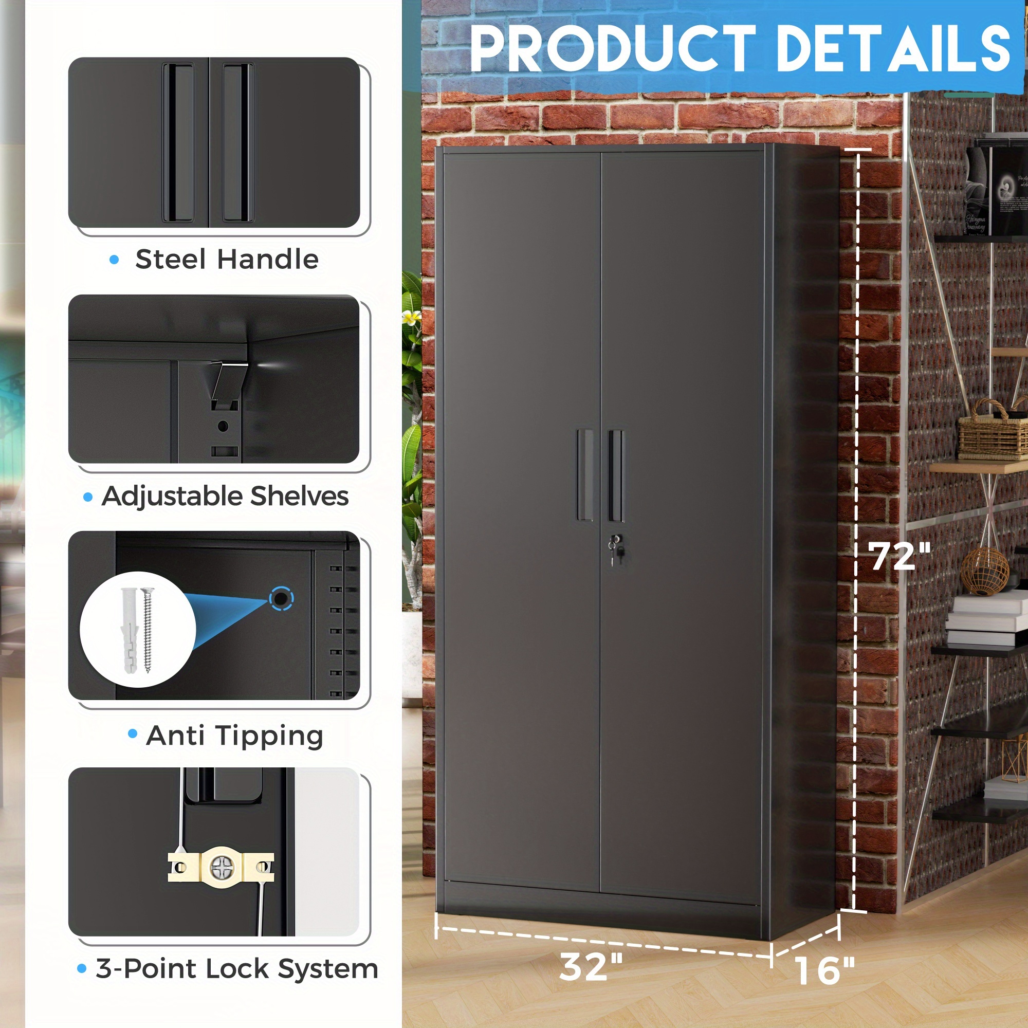 Metal Storage Cabinet, 71''/ 3 - Home Office Organization avis et prix