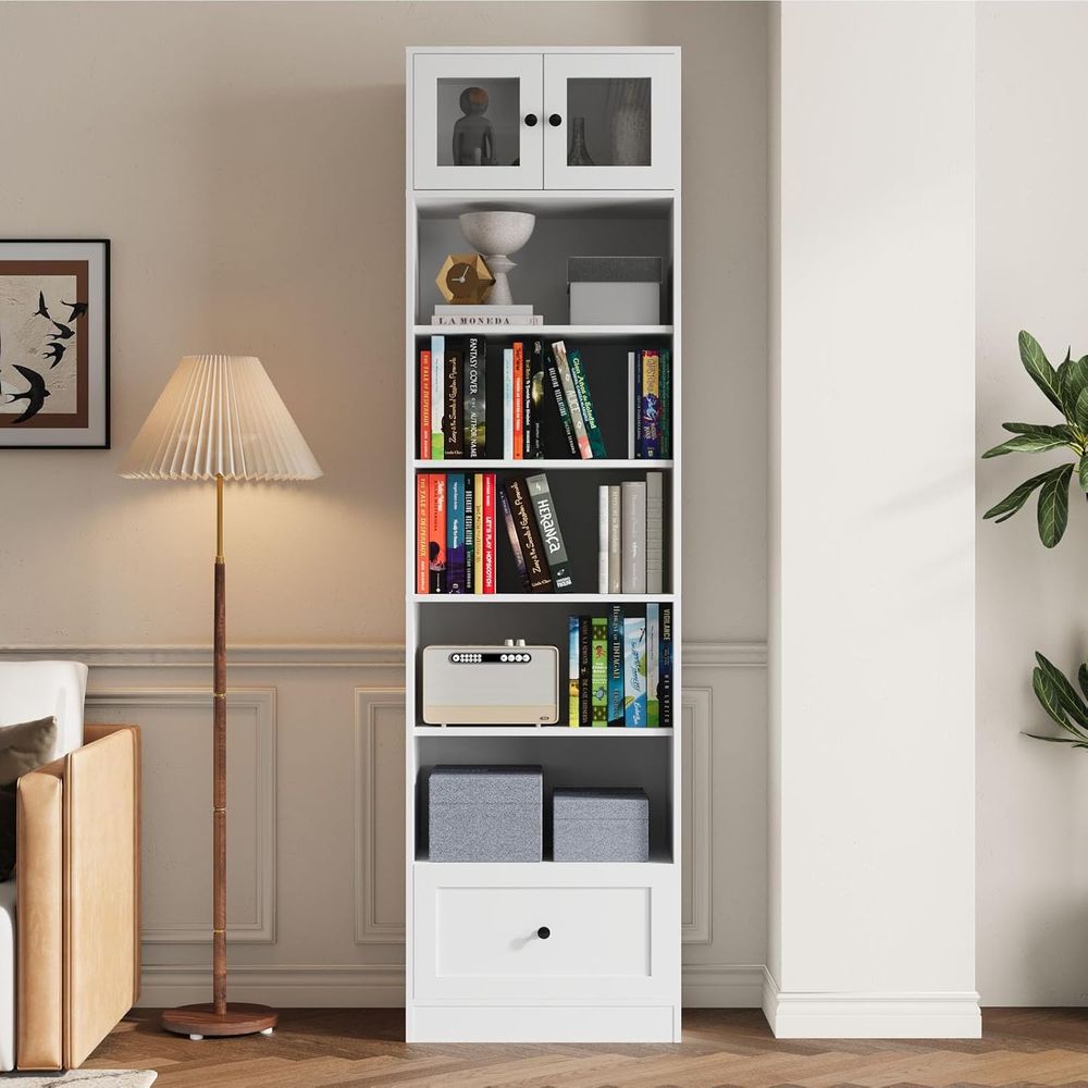 7-Tier Glass Door Bookcase, 85 - Home Office For avis et prix