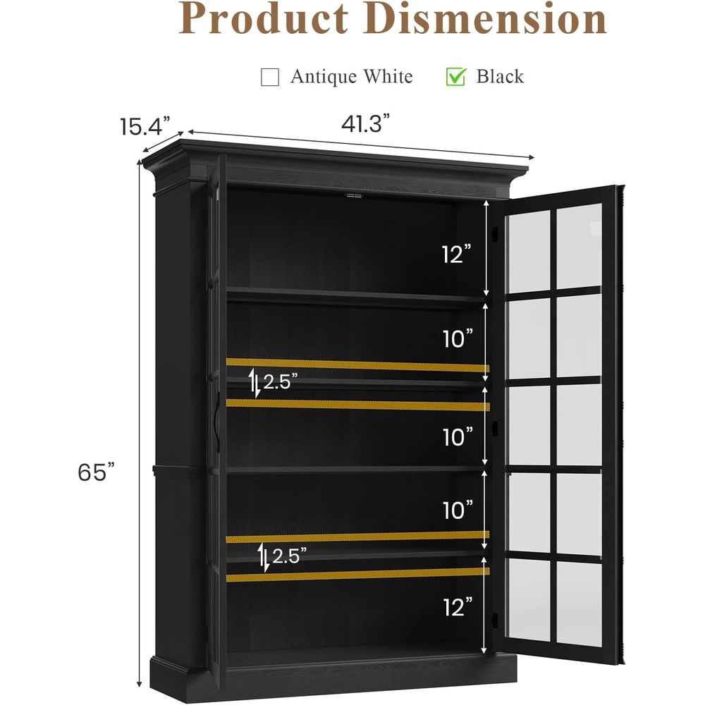 65 Tall Display Cabinet with A - Home Office For avis et prix