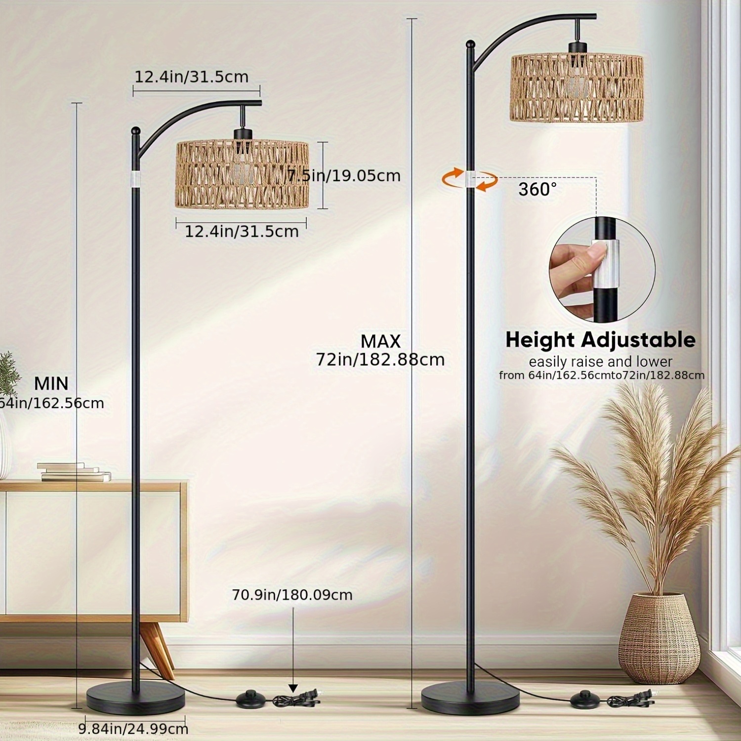 Rattan Floor Lamps for Living  - Home Office British avis et prix