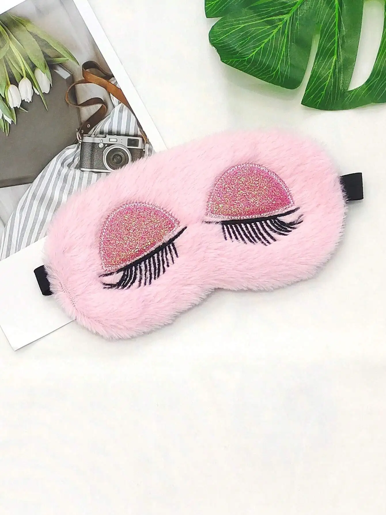 1pc Pink Plush Cute Eye Mask,  - Home Office Gifts avis et prix